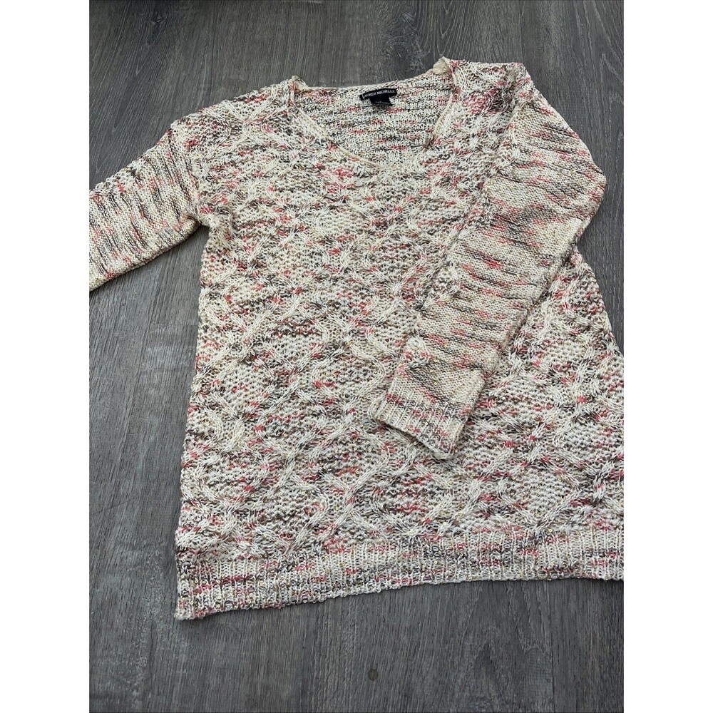 Lauren Michelle Women’s Multicolor Cable Knit Sweater W/ Sequins Size Small
